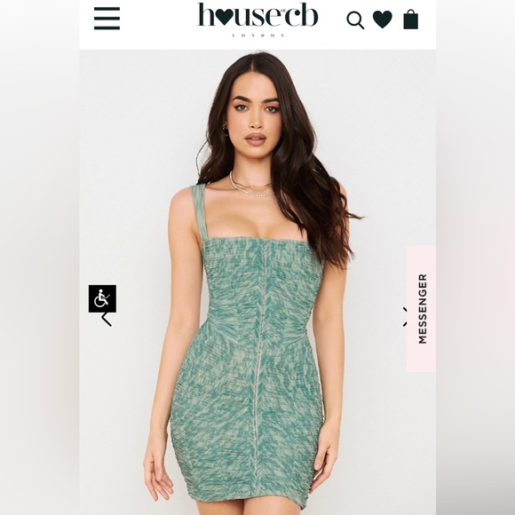 House of CB Dresses House Of Cb Cate Dress Ivy Print Ruched Mesh